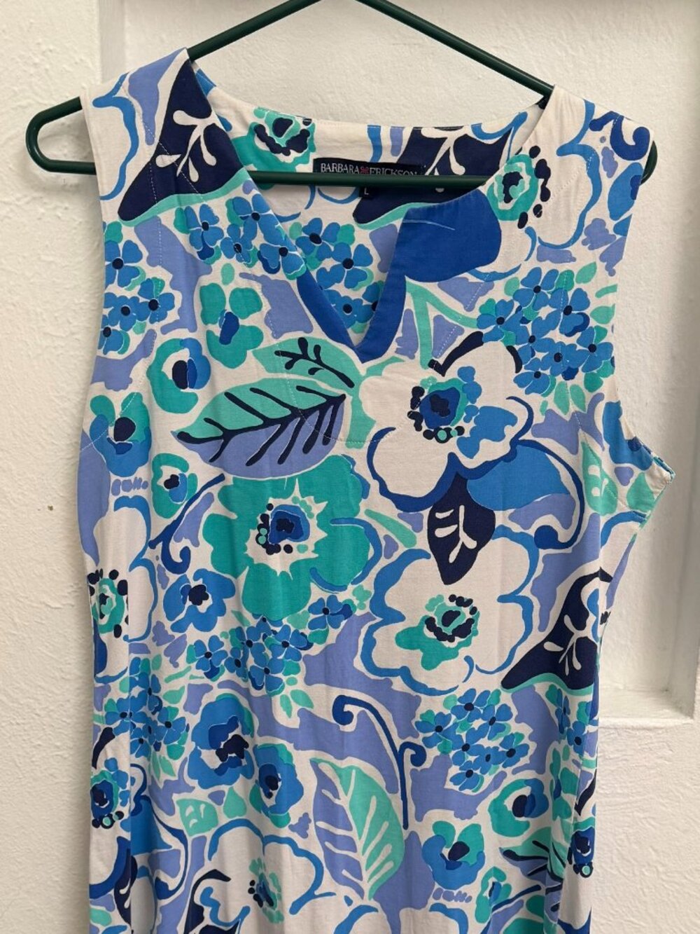Barbara Erickson Dress - Blue flower design - L